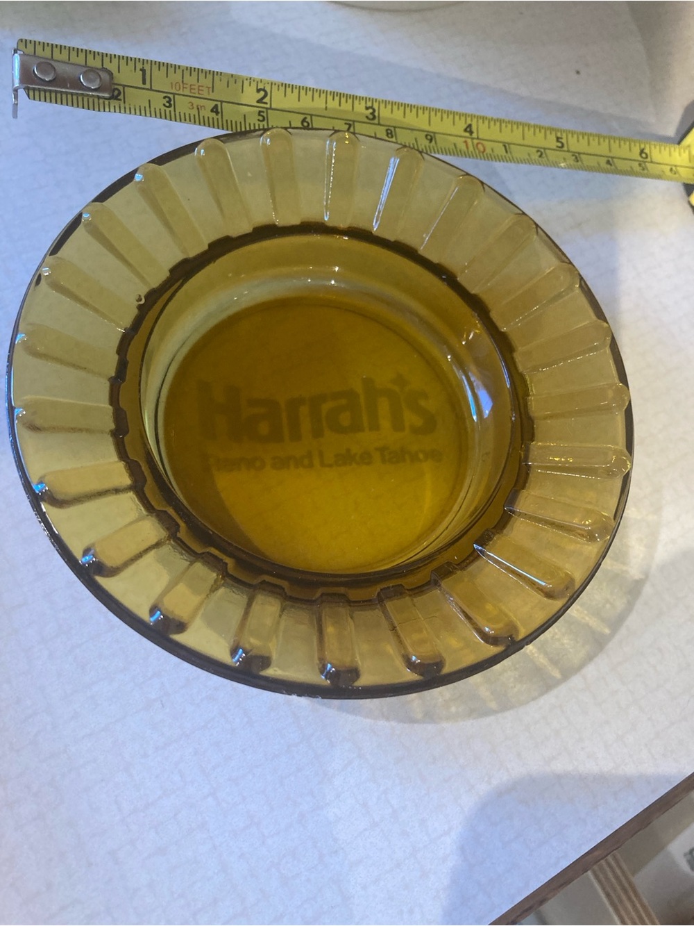 Harrah's Reno and Lake Tahoe Amber Glass Ashtray
